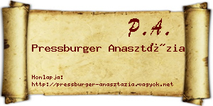 Pressburger Anasztázia névjegykártya